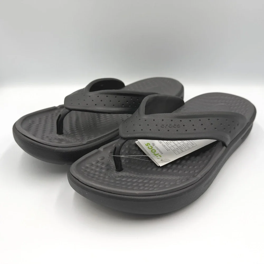 CROCS LiteRide Inmotion Flip Flops Black Sandals 211101-001 Men's 8 **NEW**